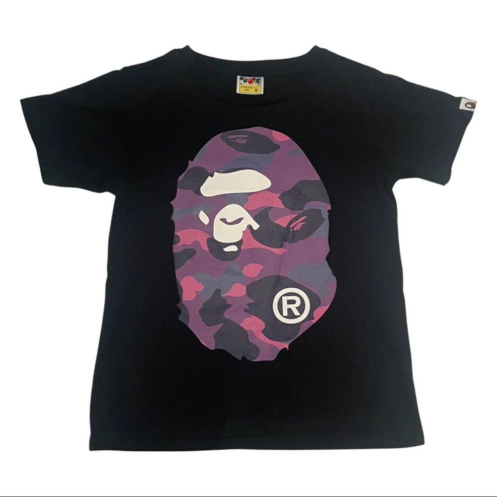 BAPE Camo Big Head T-Shirt Size XS Black/Purple